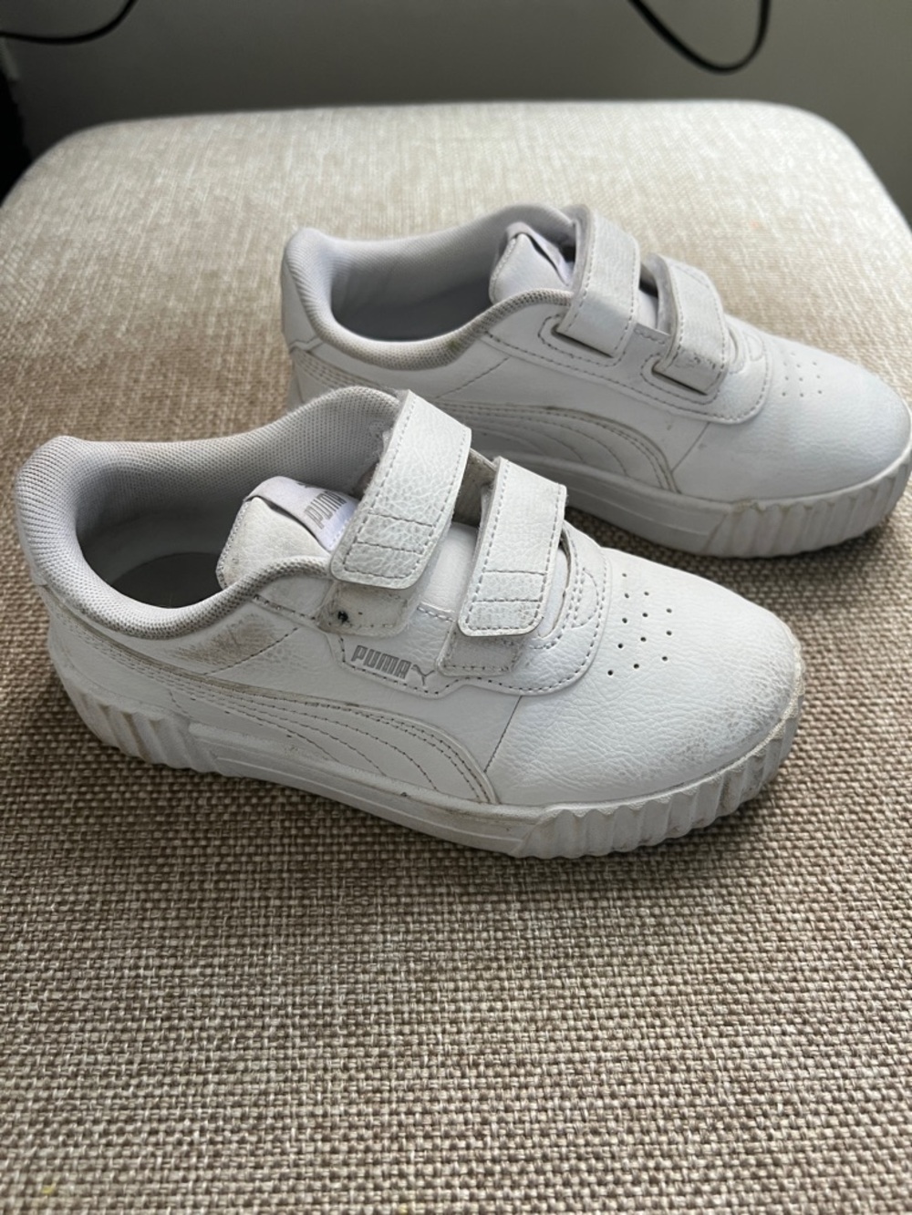 Puma Kids White Velcro Sneakers